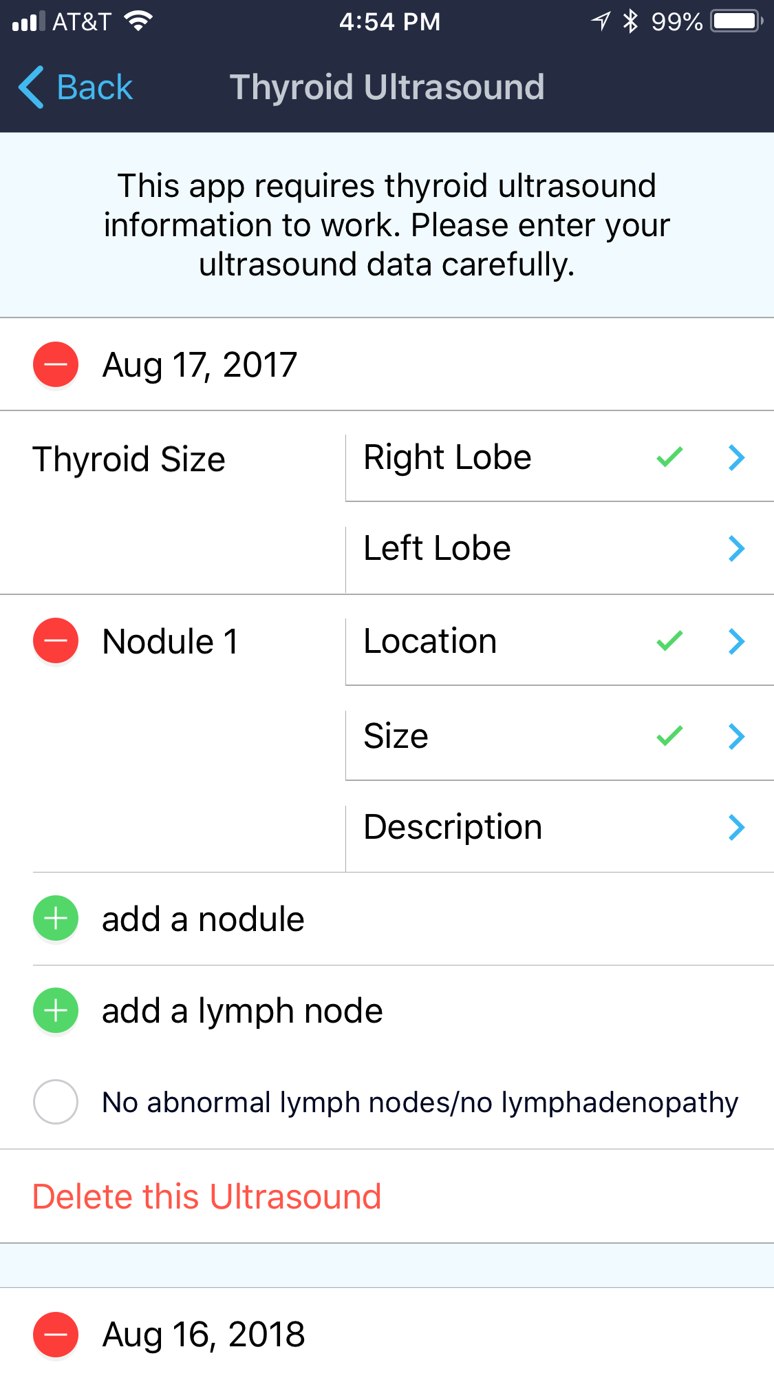 Thyroid Ultrasound Entry Form